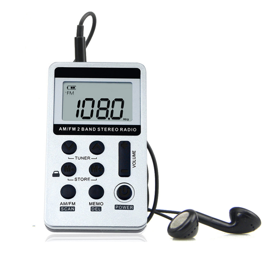 JINSERTA Portable Radio FM/AM Digital Portable Mini Receiver With Rechargeable Battery& Earphone Radio+Lanyard