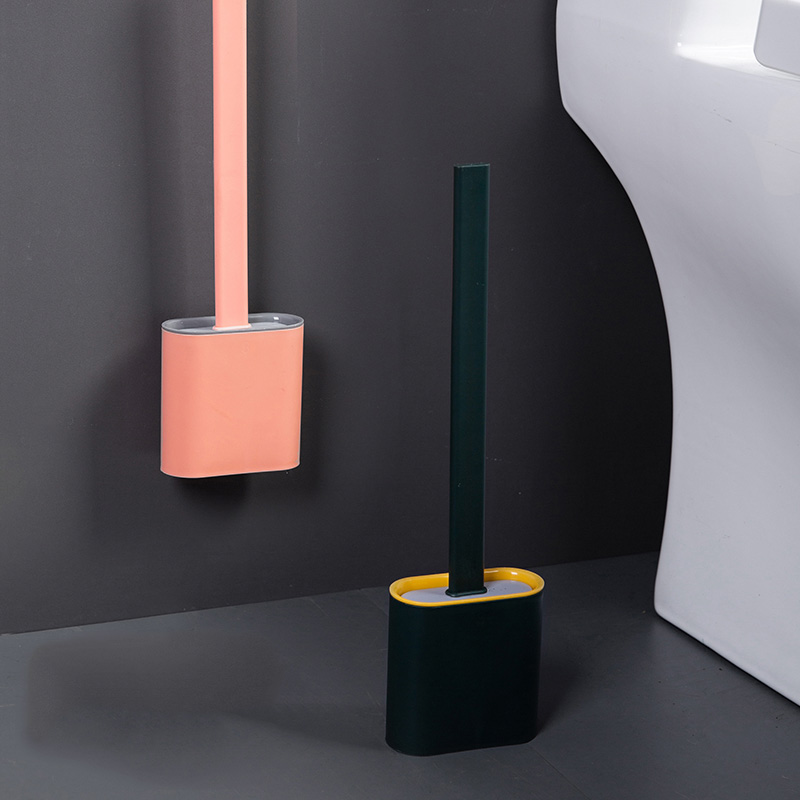 TPR Toilet Brush Silicone Soft Wall-mounted Bathroom Toilet Brush Household Cleaning Tool With Cover Bathroom Accessories