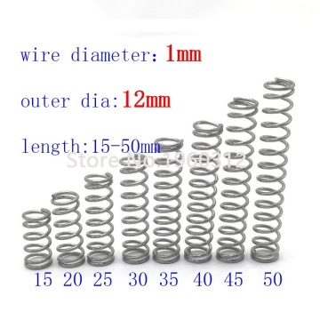 10pc wire diameter 1mm OD12mm Micro Small Compression spring 304 stainless steel feeder spring anti corrosion extension springs