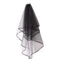 Elegant Black Wedding Veil with Ribbon Edge Short Bridal Wedding Woman Veils with Comb for Costume Wedding Accessory