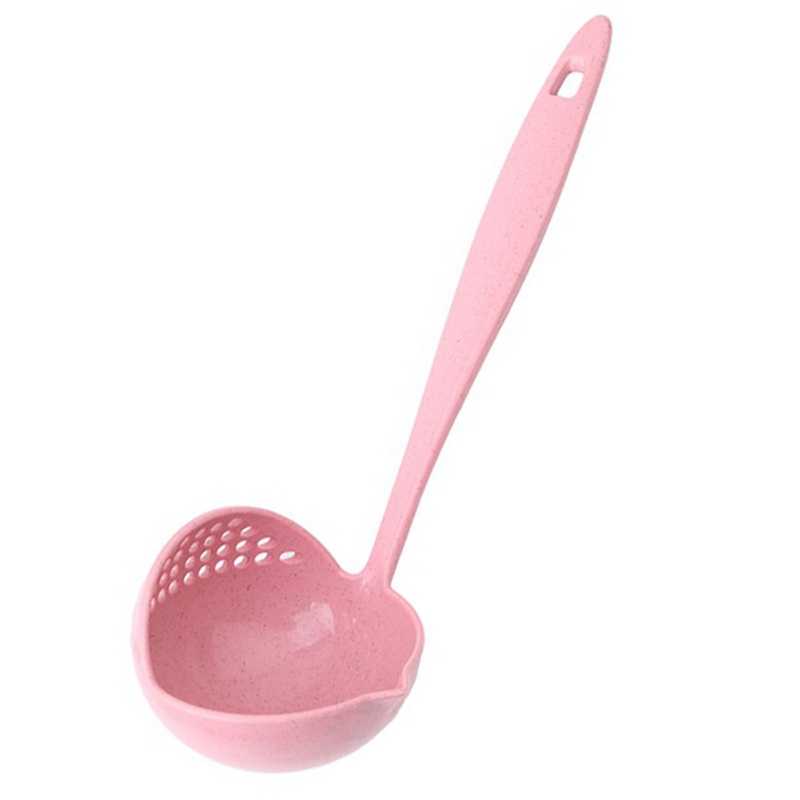 2 In 1 Hot Pot Dinnerware Porridge Soup Spoon With Filter Skimmer Kitchen Utensil Long Handle Colander pink
