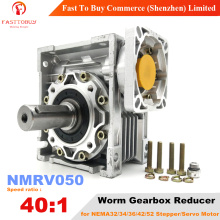 NMRV050 Worm Gearbox, Speed Ratio 40:1, Input Bore 14/19mm, 90° Speed Reducer for NEMA32/34/36/42/52 Servo / Stepper Motor