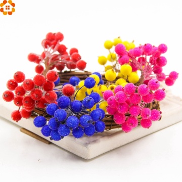 1cm 20pcs/lot Mini Scrapbooking Stamen Srtificial Berry Bouquet Flower for Party Wedding Candy Box Decoration Crafts Supplies