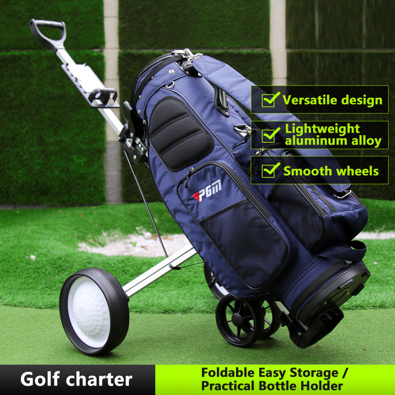 Lightweight Foldable Golf Cart Aluminium Alloy Trolley With Brake Adjustable Push Pull Golf Cart Golf Bag Carrier M2203