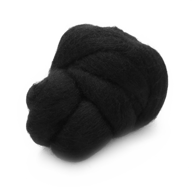 New Black Wool Fiber 50g Dyed Wool Tops Roving Felting Wool For Needle Felting Handmad DIY Sewing Crafts Doll Animal