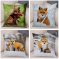 Cute Wild Fox Printed Pillowcase Decor Lovely Animal Pillow Case Soft Short Plush Cushion Covers for Car Sofa Home 45*45cm