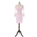 Pink Mother Of The Bride Dresses Sheath Knee Length With Jacket Lace Beaded Plus Size Formal Groom Mother Dress For Wedding