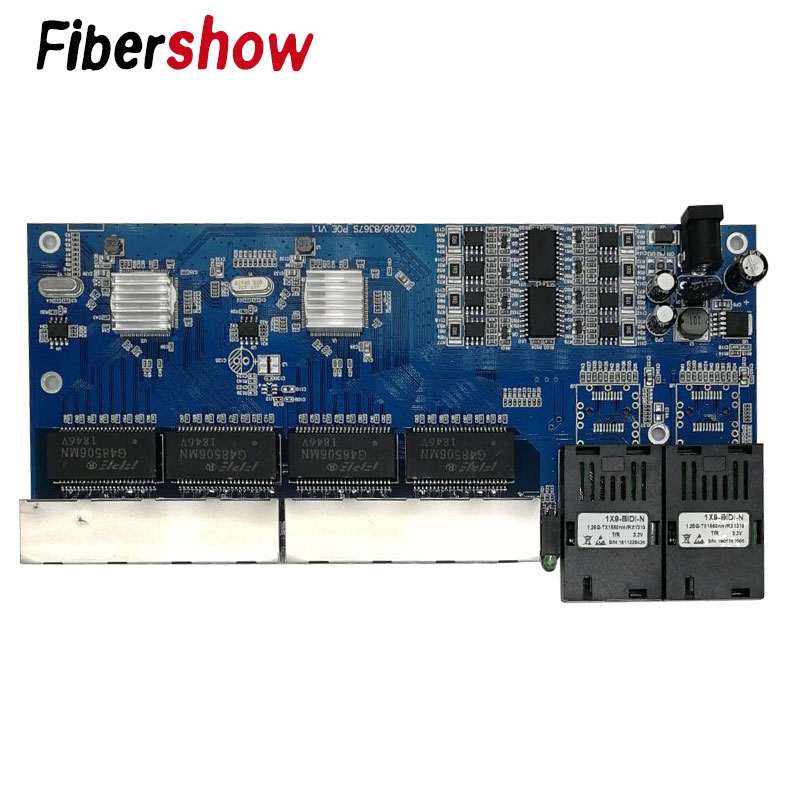 POE 8 RJ45 2 SC fiber Gigabit Ethernet switch Fiber Optical Single Mode UTP Port 10/100/1000M Board PCBA