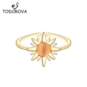 Todorova Drop Shipping Crystal Sunflower Finger Rings for Women Daisy Flower Knuckle Ring Toe Anel Adjustable Ring