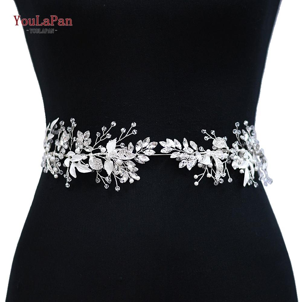 YouLaPan SH272 Wedding Belt Bride Formal Dress Accessories Flower Rhinestone Belts Women Jeweled Belts for Women Waist Band