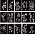 20pcs/Lot Henna Tattoo Stencils For Body Painting, Mehndi Indian Template Flower Hand Henna Glitter Airbrush Tattoo Stencil
