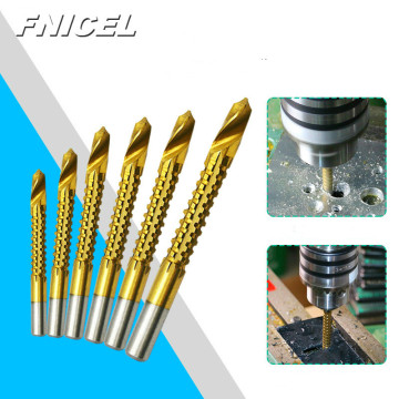 6pcs/Set 3-8mm Titanium Coated HSS Drill Bit Electric Drill Plastic Metal Hole Grooving Drill Saw Carpenter Woodworking Tools