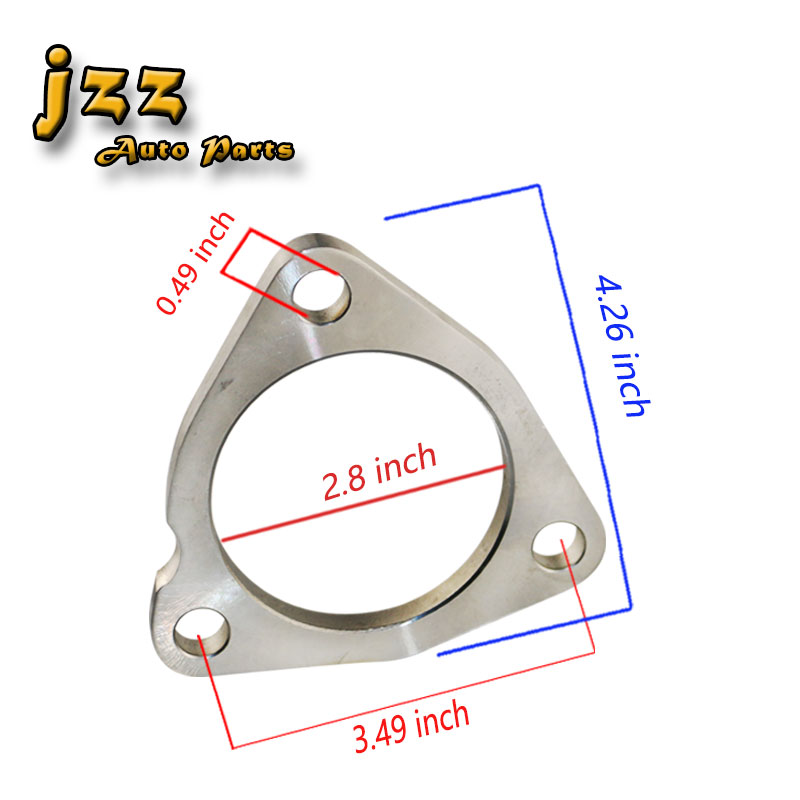 2pcs JZZ Car Accessories 2'' 2.8" 3" Stainless Steel triangular exhaust flange for car exhaust muffler