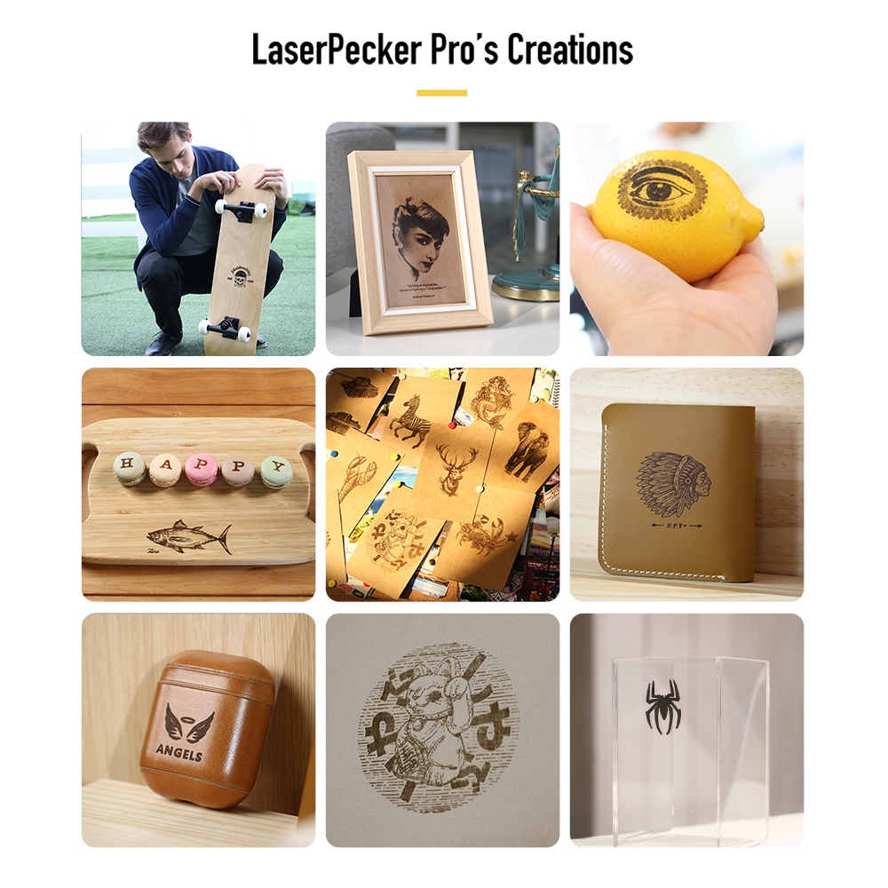 LaserPecker Pro Laser Engraver Desktop Laser Engraving Machine Portable Laser Etcher Cutter Printer Electric Bracket DIY Art set