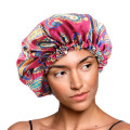 Trendy Muslim Turban Caps Adjust Large Sleep Print Fabric Hair Hijab Bonnet Satin Lined Sleep Cap Night Hat Ladies Inner Hijabs