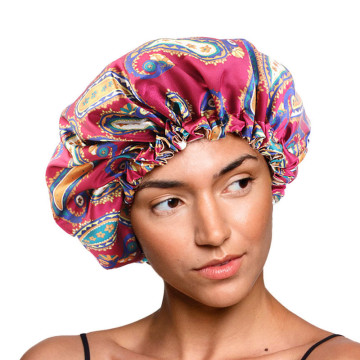 Trendy Muslim Turban Caps Adjust Large Sleep Print Fabric Hair Hijab Bonnet Satin Lined Sleep Cap Night Hat Ladies Inner Hijabs