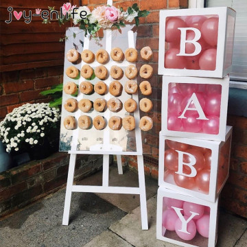 Donut Wall Holds Wedding Decoration Wooden Donut Boards Stand Transparent Balloon Box Birthday Party bridal Shower Donut Party