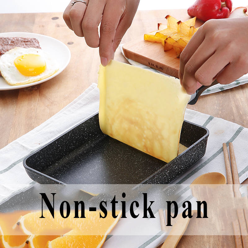 2pc Stainless Steel Nonstick Frying Pan Handel Pancake Omelette Egg Pots and Pans Rectangle Cookware Set Deep Gas Induction