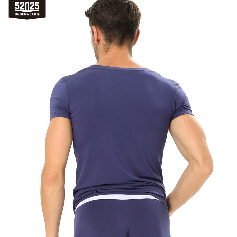 52025 Men Undershirts 2-Pack Soft Modal Comfortable Underwear Close-fit Short Sleeves T-Shirt Tops Sleepwear Comfy Homewear