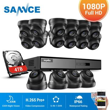 SANNCE 16CH 1080N DVR 1080P Security camera CCTV system 16pcs 1080P CCTV Cameras P2P Outdoor Waterproof Video Surveillance kit