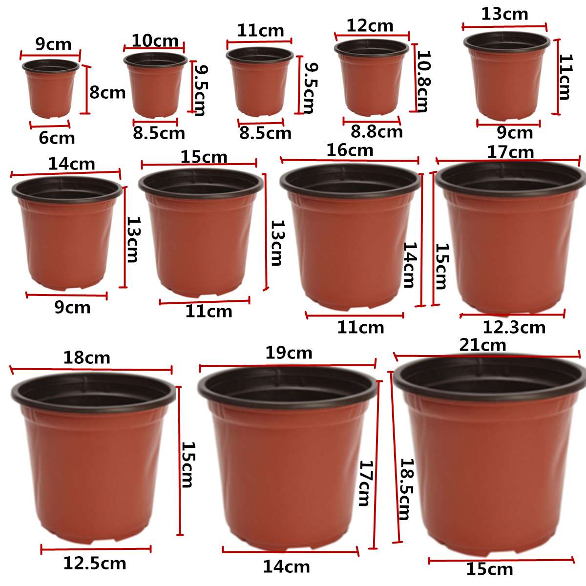 100Pcs/Set Flower Pot Plastic Plant Pots Desktop Potted Green Plant Garden Soft Nursery Flowerpot Home Vegetation Tools 12 Size