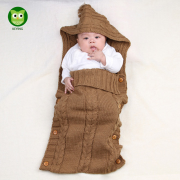 KEYING Wrap Baby Blanket Newborn Infant For Girls Boys Knit Crochet Cotton Sleeping Bag Baby Sleeping Bag Winter Sweater