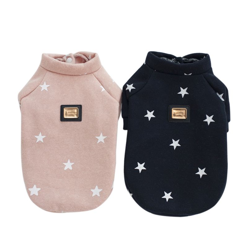 Fashion Sweater Pink Blue Costume Pet Warm Hoodies Clothes Cotton Dog Supplies Products Pet Autumn & Winter Five-pointed Star