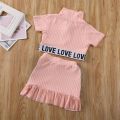 1-5Years Baby Girls Toddler Kids Zipper Shirt Top Skirts Outfit Clothes Set Tracksuit
