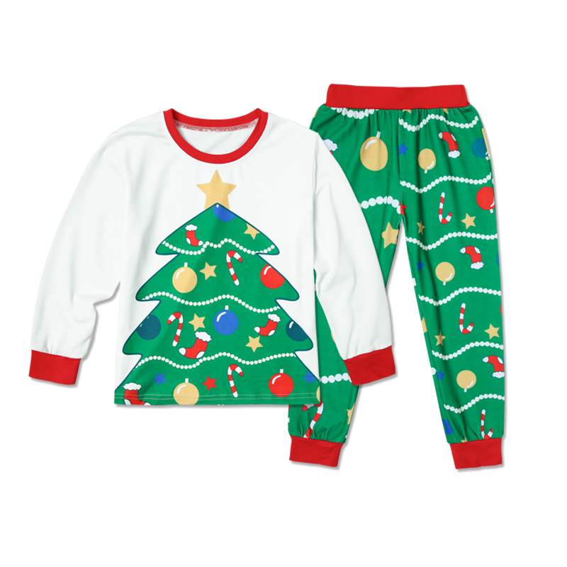 PatPat 2020 New Autumn and Winter Christmas Trees Family Matching Pajamas Set in Green Family Look Clothes Festival Dress