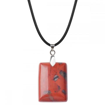 Red Jasper 25x35mm Rectangle Stone Pendant Necklace for women Men