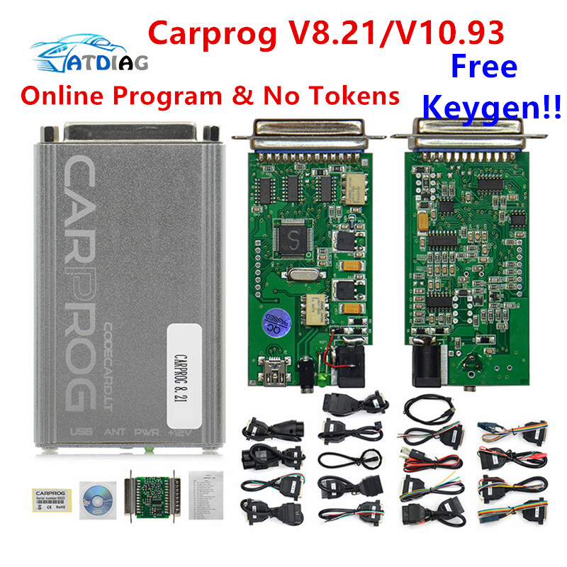 Keygen Online Programmer Carprog FW V8.21 v10.05 V10.93 Full Set With 21 Adapters All Software Activated Auto Repair Tool
