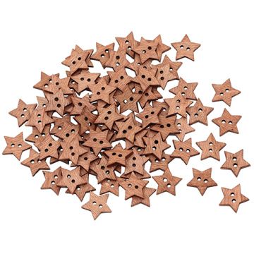 100Pcs 2 Holes DIY Star Shape Wooden Button Scrapbook Craft Sewing Buttons Five-pointed Star Shaped Duttons For Clothing