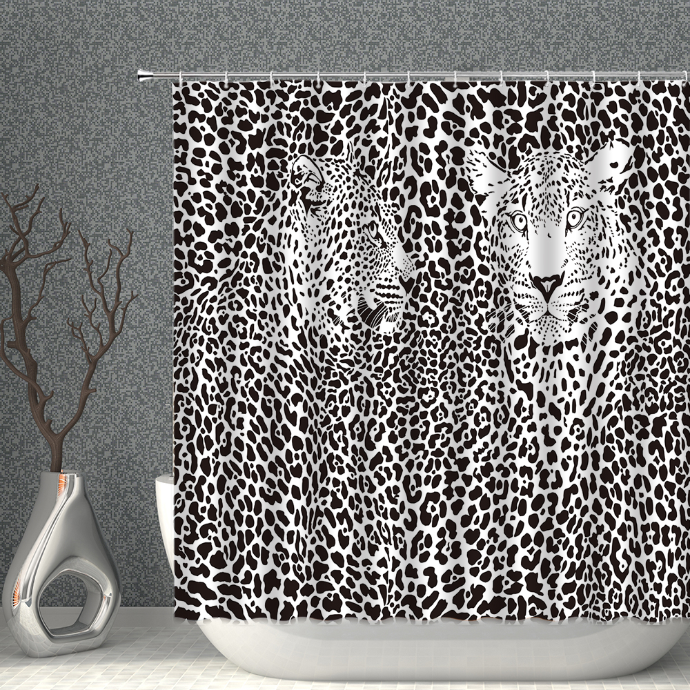 Leopard Print Shower Curtain Panther Waterproof Polyester Cloth Bathroom Curtains With Hooks Multi-size Bath Screen Home Decor