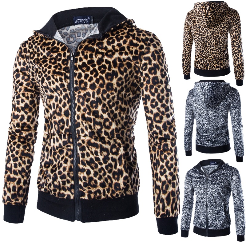 Hot 2020 autumn winter British Zipper Cardigan men's suit fashion trendy leopard sweater set high quality leopard men and women