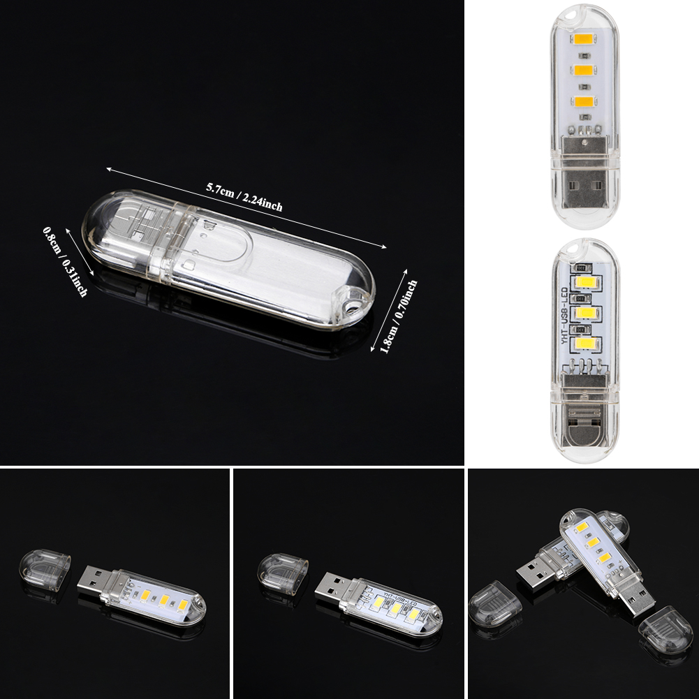 3/8 LEDs White/Warm White USB Flashlight LED Mini Work Light Portable Led Torch Lamp Reading Light USB Powered Computer Light
