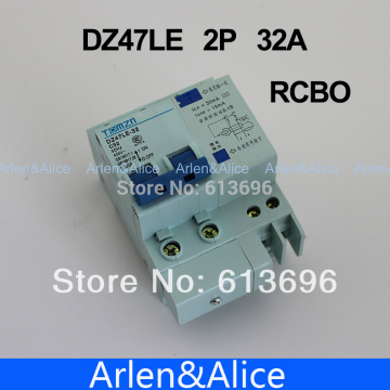 DZ47LE 2P 32A 230V~ 50HZ/60HZ Residual current Circuit breaker with over current and Leakage protection RCBO