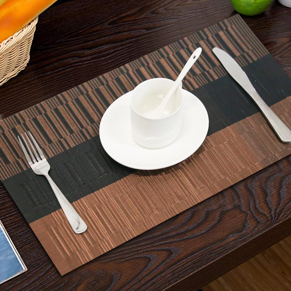 Topfinel Set of 4 PVC Placemat for Table Mat Pad Drink Wine Coasters Bamboo Placemats Dining Table Place Mat Kitchen Table Linen