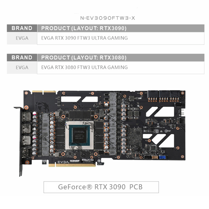 Bykski 3090 3080 GPU Water Cooling Block, For EVGA RTX3090 3080 FTW3 ULTRA GAMING, Full Cover Cooler CPU GPU, N-EV3090FTW3-X