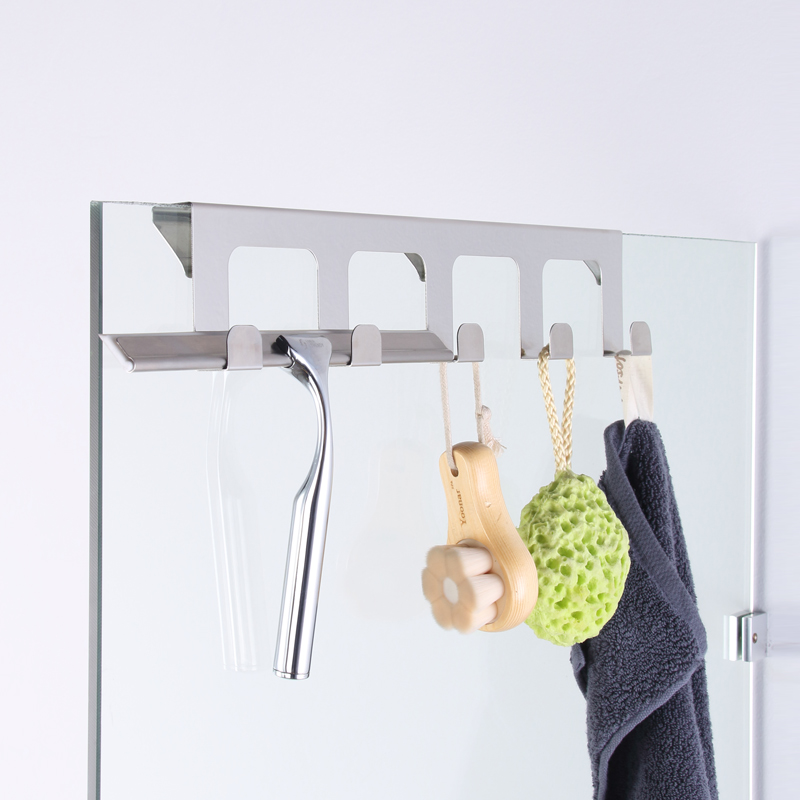 Bathroom Hooks Black Coat Hook Towel Hook on the Glass Door of the Shower Room Stainless Steel Robe Hooks