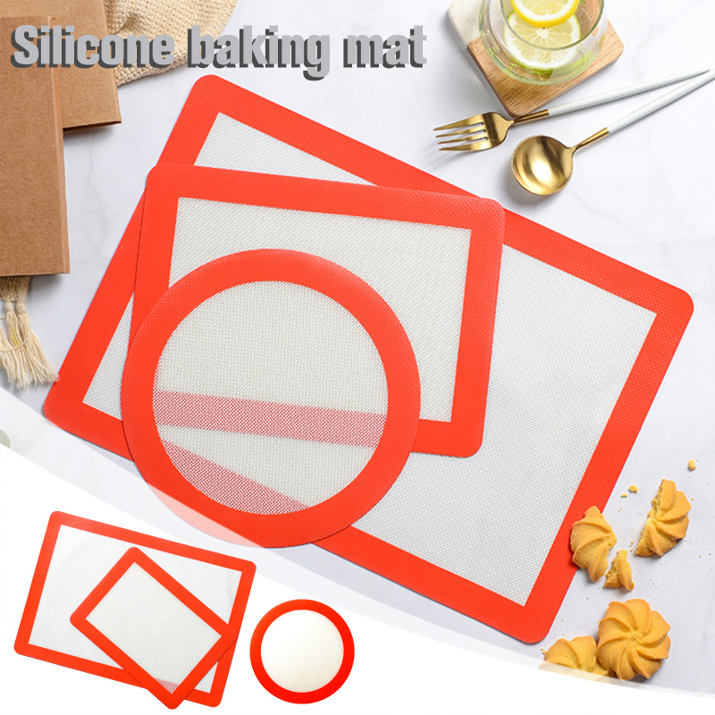 3PCS Professional Non-Stick Silicone Fiberglass Baking Mat Sheets Thickened Macarons Baking Tools Cookie Pad Rolling Dough Mat