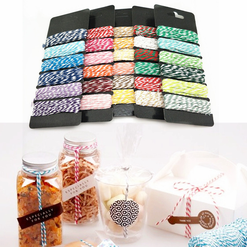 Hot new 4-layer thin mixed two-color Baker wrapped cotton rope gift packaging wedding birthday party DIY decoration 5BB5592