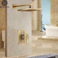 Antique Brass Shower Faucet Set Single Handle Bath Shower Mixers Kits 8" Rainfall Showerhead Wall Mount Shower Arm