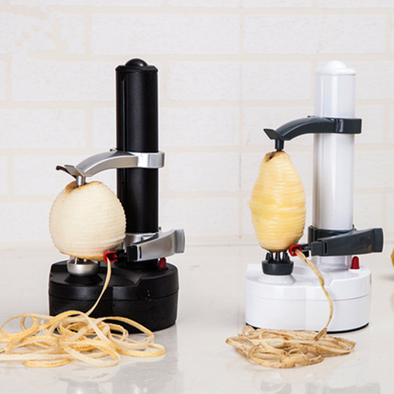 new electric spiral apple peeler cutter slicer fruit potato peeling automatic battery operated machine with charger eu plug