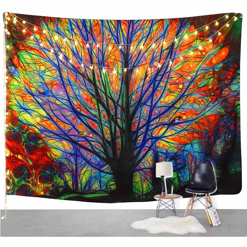 Psychedelic Fantasy Tree Tapestry Wall Hanging Hippie Wall Tapestry Dorm Decor Colorful Wall Carpets Trippy Tapestry Bedspread