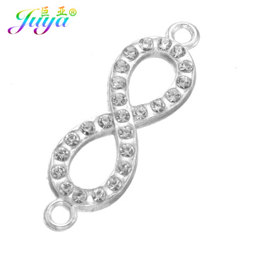 Wholesale 20pieces/lot Cz Rhinestones Gold/Silver Color Infinity Charm Connectors Accessories For DIY Jewelry Making