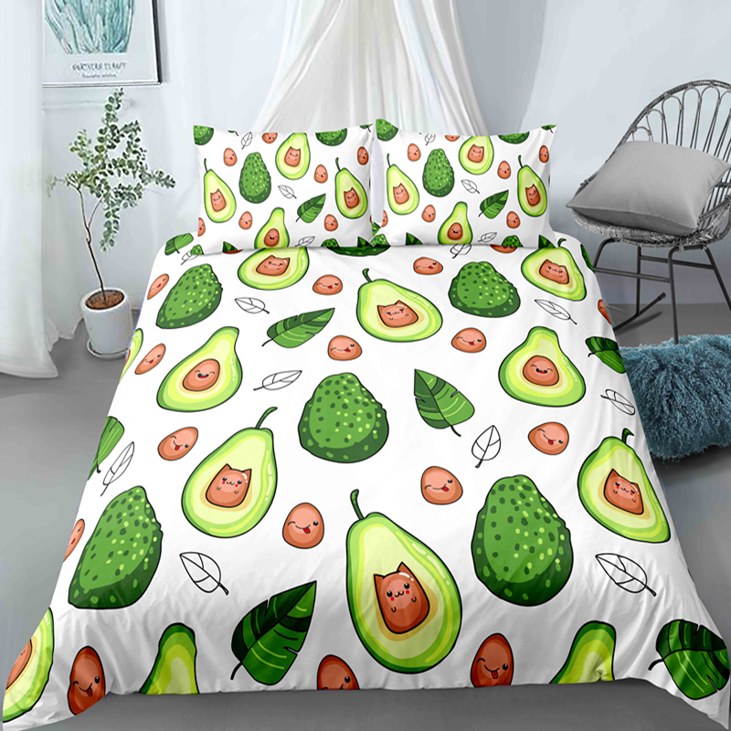 Premium Products Quilt Covers Avocado Printing Pattern Bedding Sets Soft Duvet Cover Set Pillowcases Multi Size 2/3 Pcs