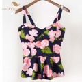 SISHION Cherry Floral Bustier Bralette Crop Top Summer Women Tank Top Cotton Short Vest Sexy Camis Women Tops Cropped VT0009