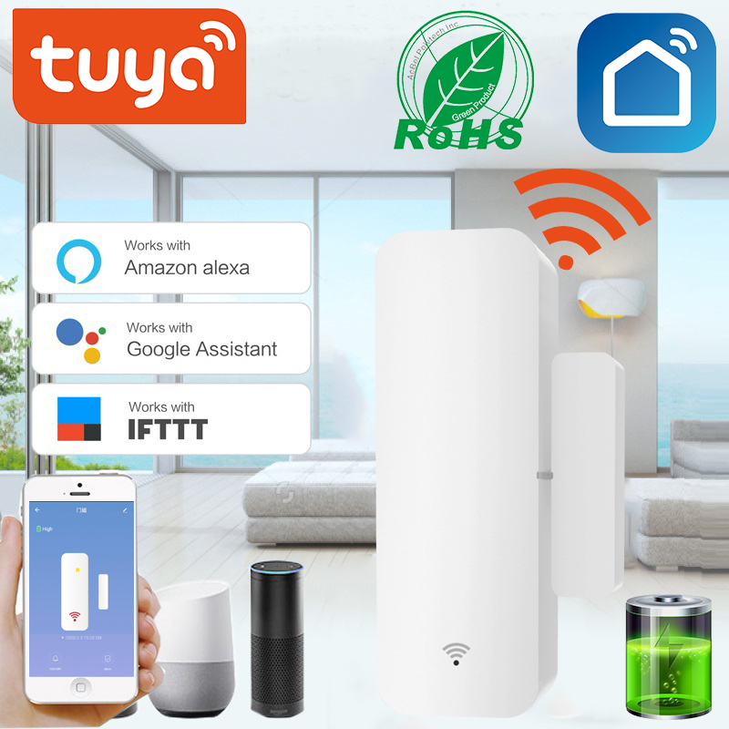 Tuya WiFi door sensor, smart door open/close detector, Smartlife APP window door window sensor home security anti-theft device