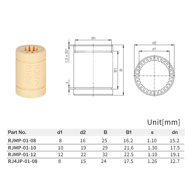 1pcs Solid Polymer Bearing Shaft RJMP Plastic Linear Bearings Bushing for Mendel 3D Printer Parts Prusa Mendel DIY CNC Motion