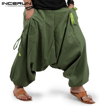 Fashion Men Harem Pants Joggers Streetwear Elastic Waist Loose Drop Crotch Trousers Men 2020 Pockets Solid Pants INCERUN S-5XL 7